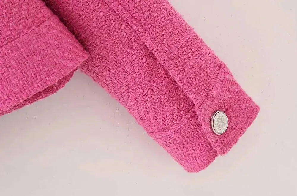 Vintage Women Cropped Tweed Jacket