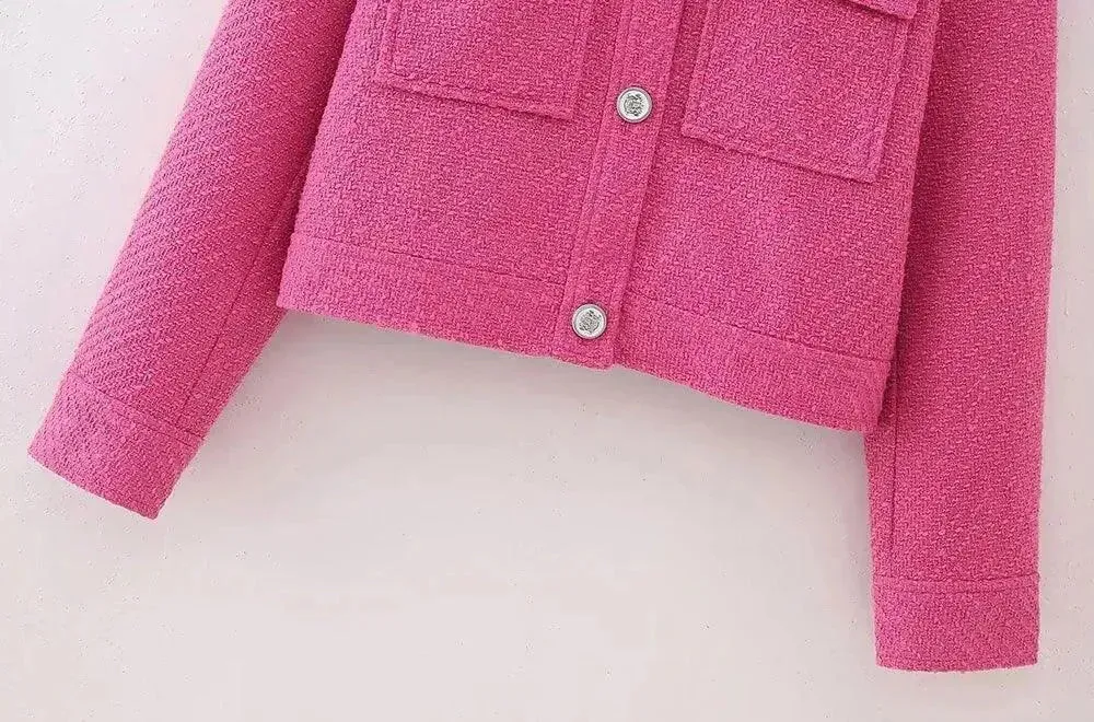 Vintage Women Cropped Tweed Jacket