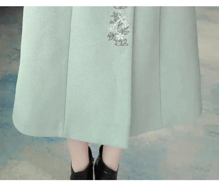 Women Embroidered Woolen Overcoat