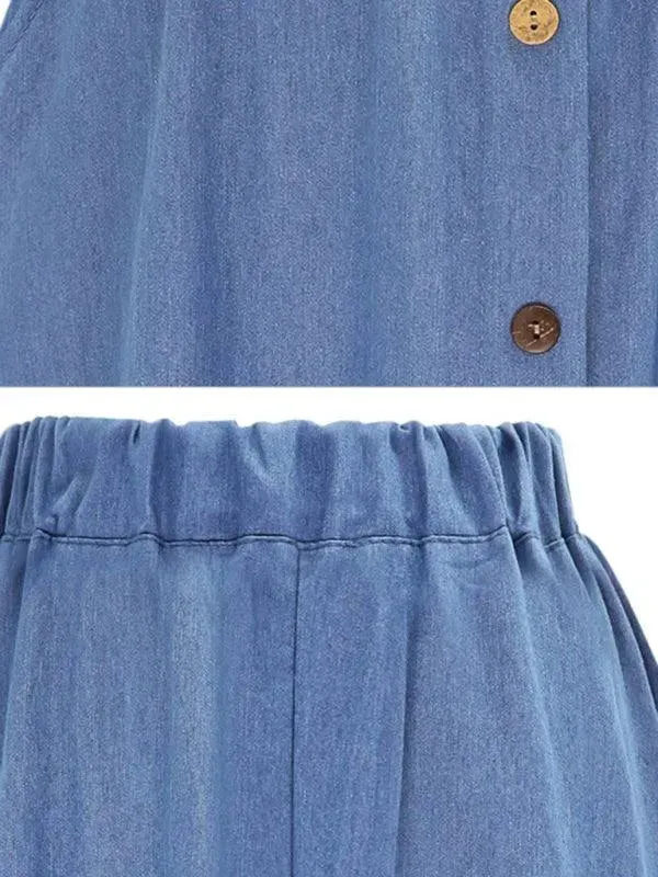 Women High Waist Midi Denim Skirt