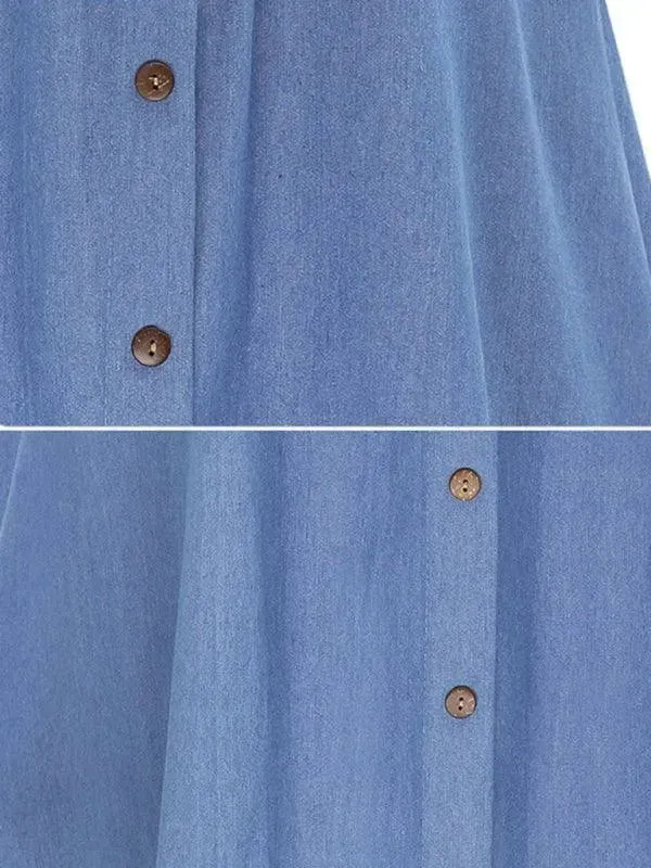 Women High Waist Midi Denim Skirt