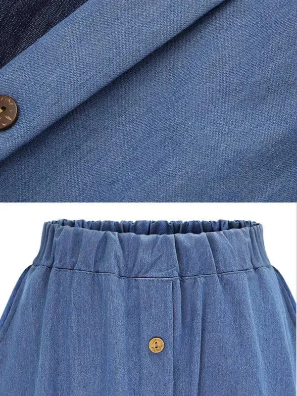 Women High Waist Midi Denim Skirt